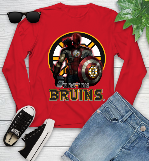 NHL Captain America Thor Spider Man Hawkeye Avengers Endgame Hockey Boston Bruins Youth Long Sleeve nhl captain america thor spider man hawkeye avengers endgame hockey boston bruins youth long sleeve 5636 kp4ns