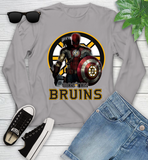 NHL Captain America Thor Spider Man Hawkeye Avengers Endgame Hockey Boston Bruins Youth Long Sleeve nhl captain america thor spider man hawkeye avengers endgame hockey boston bruins youth long sleeve 6035 wosce