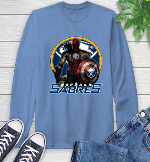 NHL Captain America Thor Spider Man Hawkeye Avengers Endgame Hockey Buffalo Sabres Long Sleeve T-Shirt nhl captain america thor spider man hawkeye avengers endgame hockey buffalo sabres long sleeve t shirt 6048 opuvm