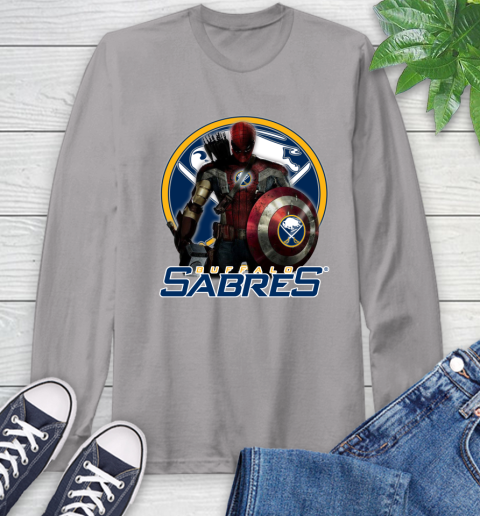 NHL Captain America Thor Spider Man Hawkeye Avengers Endgame Hockey Buffalo Sabres Long Sleeve T-Shirt nhl captain america thor spider man hawkeye avengers endgame hockey buffalo sabres long sleeve t shirt 9515 lpvbl