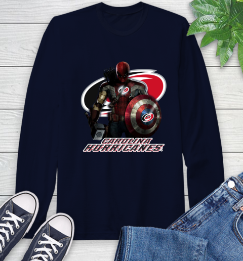 NHL Captain America Thor Spider Man Hawkeye Avengers Endgame Hockey Carolina Hurricanes Long Sleeve T-Shirt nhl captain america thor spider man hawkeye avengers endgame hockey carolina hurricanes long sleeve t shirt 3715 1szqm