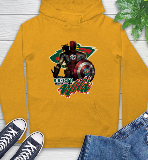 NHL Captain America Thor Spider Man Hawkeye Avengers Endgame Hockey Minnesota Wild Hoodie nhl captain america thor spider man hawkeye avengers endgame hockey minnesota wild hoodie 1054 owaam