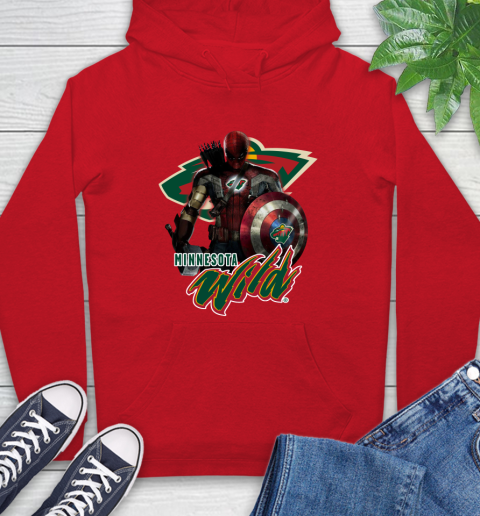 NHL Captain America Thor Spider Man Hawkeye Avengers Endgame Hockey Minnesota Wild Hoodie nhl captain america thor spider man hawkeye avengers endgame hockey minnesota wild hoodie 2585 8layf