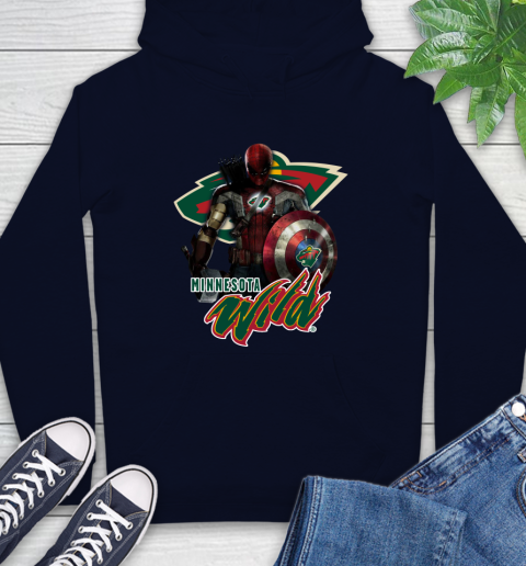 NHL Captain America Thor Spider Man Hawkeye Avengers Endgame Hockey Minnesota Wild Hoodie nhl captain america thor spider man hawkeye avengers endgame hockey minnesota wild hoodie 4623 l1atp