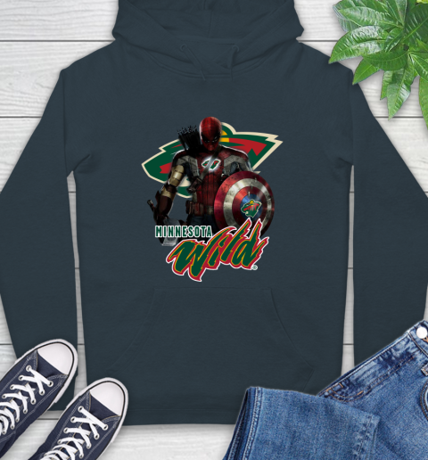 NHL Captain America Thor Spider Man Hawkeye Avengers Endgame Hockey Minnesota Wild Hoodie nhl captain america thor spider man hawkeye avengers endgame hockey minnesota wild hoodie 5502 bhtoa