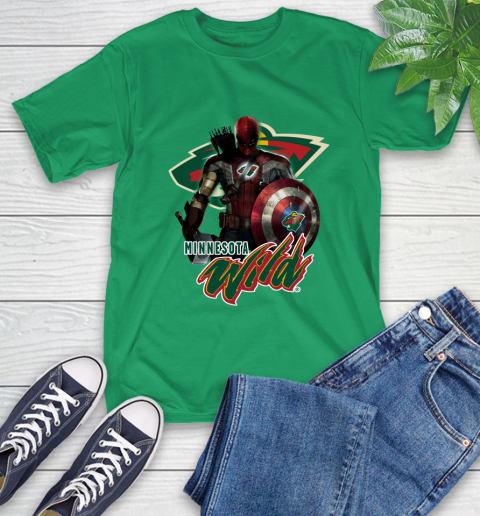 NHL Captain America Thor Spider Man Hawkeye Avengers Endgame Hockey Minnesota Wild T-Shirt nhl captain america thor spider man hawkeye avengers endgame hockey minnesota wild t shirt 1287 moadp