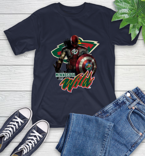 NHL Captain America Thor Spider Man Hawkeye Avengers Endgame Hockey Minnesota Wild T-Shirt nhl captain america thor spider man hawkeye avengers endgame hockey minnesota wild t shirt 1507 osu8c