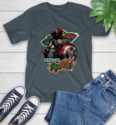 NHL Captain America Thor Spider Man Hawkeye Avengers Endgame Hockey Minnesota Wild T-Shirt nhl captain america thor spider man hawkeye avengers endgame hockey minnesota wild t shirt 2476 rsnfh