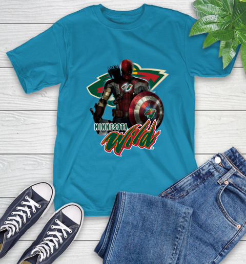 NHL Captain America Thor Spider Man Hawkeye Avengers Endgame Hockey Minnesota Wild T-Shirt nhl captain america thor spider man hawkeye avengers endgame hockey minnesota wild t shirt 6853 fuk1u