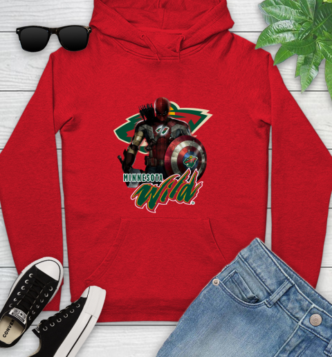 NHL Captain America Thor Spider Man Hawkeye Avengers Endgame Hockey Minnesota Wild Youth Hoodie nhl captain america thor spider man hawkeye avengers endgame hockey minnesota wild youth hoodie 1387 kappw