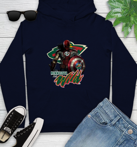 NHL Captain America Thor Spider Man Hawkeye Avengers Endgame Hockey Minnesota Wild Youth Hoodie nhl captain america thor spider man hawkeye avengers endgame hockey minnesota wild youth hoodie 5577 hn2cp