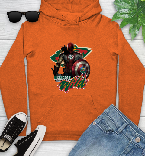 NHL Captain America Thor Spider Man Hawkeye Avengers Endgame Hockey Minnesota Wild Youth Hoodie nhl captain america thor spider man hawkeye avengers endgame hockey minnesota wild youth hoodie 6317 pyzcg