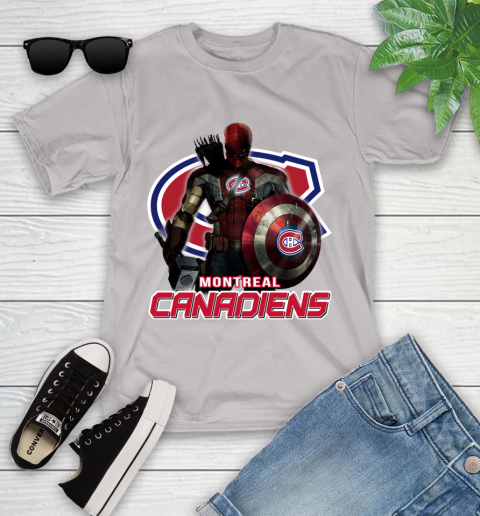 NHL Captain America Thor Spider Man Hawkeye Avengers Endgame Hockey Montreal Canadiens Youth T-Shirt nhl captain america thor spider man hawkeye avengers endgame hockey montreal canadiens youth t shirt 2683 g1ekf