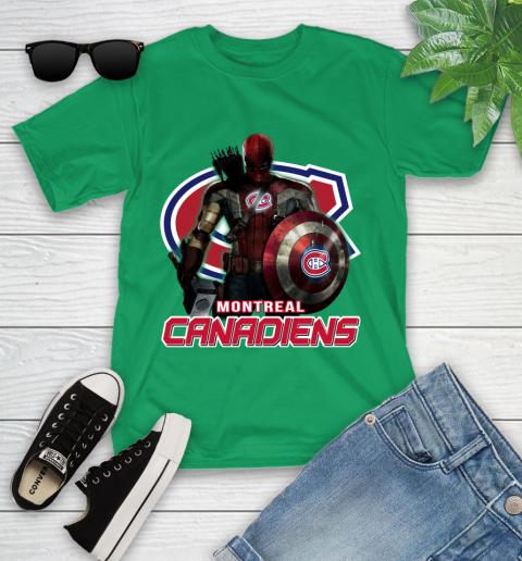 NHL Captain America Thor Spider Man Hawkeye Avengers Endgame Hockey Montreal Canadiens Youth T-Shirt nhl captain america thor spider man hawkeye avengers endgame hockey montreal canadiens youth t shirt 5007 bucgz