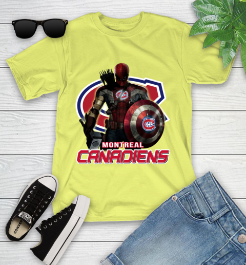 NHL Captain America Thor Spider Man Hawkeye Avengers Endgame Hockey Montreal Canadiens Youth T-Shirt nhl captain america thor spider man hawkeye avengers endgame hockey montreal canadiens youth t shirt 6206 o3hzq