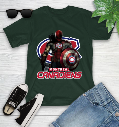 NHL Captain America Thor Spider Man Hawkeye Avengers Endgame Hockey Montreal Canadiens Youth T-Shirt nhl captain america thor spider man hawkeye avengers endgame hockey montreal canadiens youth t shirt 7613 hik93