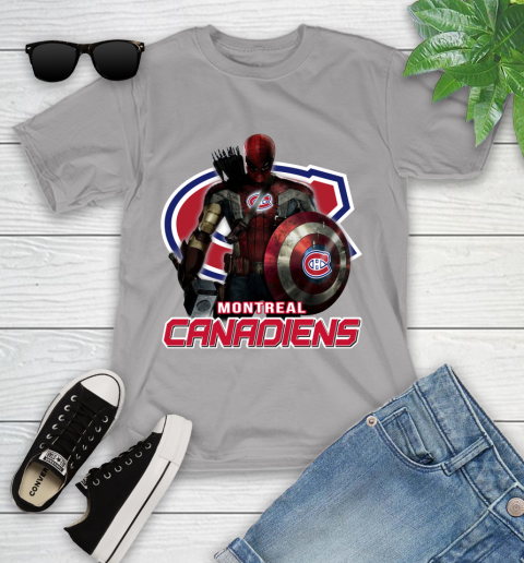 NHL Captain America Thor Spider Man Hawkeye Avengers Endgame Hockey Montreal Canadiens Youth T-Shirt nhl captain america thor spider man hawkeye avengers endgame hockey montreal canadiens youth t shirt 8129 cmvoh