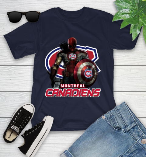 NHL Captain America Thor Spider Man Hawkeye Avengers Endgame Hockey Montreal Canadiens Youth T-Shirt nhl captain america thor spider man hawkeye avengers endgame hockey montreal canadiens youth t shirt 8902 0jjlr
