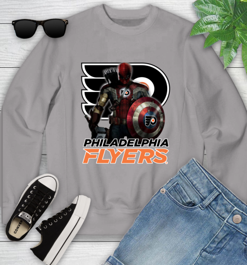 NHL Captain America Thor Spider Man Hawkeye Avengers Endgame Hockey Philadelphia Flyers Youth Sweatshirt nhl captain america thor spider man hawkeye avengers endgame hockey philadelphia flyers youth sweatshirt 6973 ph3mp