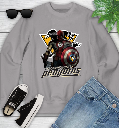 NHL Captain America Thor Spider Man Hawkeye Avengers Endgame Hockey Pittsburgh Penguins Youth Sweatshirt nhl captain america thor spider man hawkeye avengers endgame hockey pittsburgh penguins youth sweatshirt 1422 tgocc