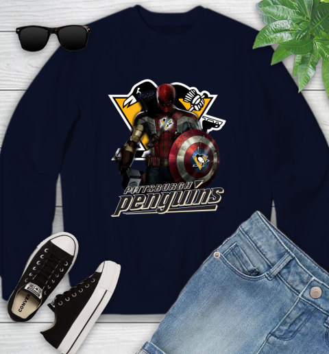 NHL Captain America Thor Spider Man Hawkeye Avengers Endgame Hockey Pittsburgh Penguins Youth Sweatshirt nhl captain america thor spider man hawkeye avengers endgame hockey pittsburgh penguins youth sweatshirt 1672 tynir