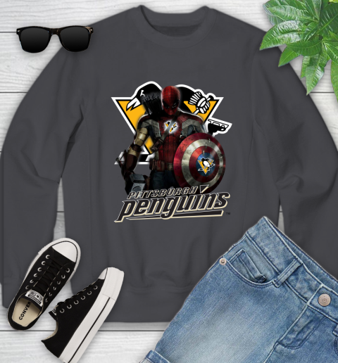 NHL Captain America Thor Spider Man Hawkeye Avengers Endgame Hockey Pittsburgh Penguins Youth Sweatshirt nhl captain america thor spider man hawkeye avengers endgame hockey pittsburgh penguins youth sweatshirt 3554 pjrmc