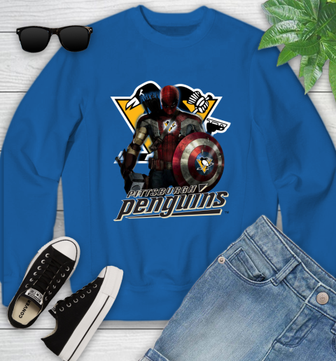 NHL Captain America Thor Spider Man Hawkeye Avengers Endgame Hockey Pittsburgh Penguins Youth Sweatshirt nhl captain america thor spider man hawkeye avengers endgame hockey pittsburgh penguins youth sweatshirt 7123 u8yhf
