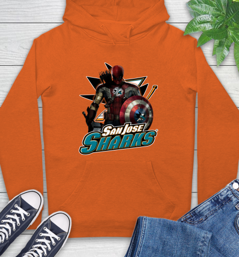 NHL Captain America Thor Spider Man Hawkeye Avengers Endgame Hockey San Jose Sharks Hoodie nhl captain america thor spider man hawkeye avengers endgame hockey san jose sharks hoodie 6824 6apgl
