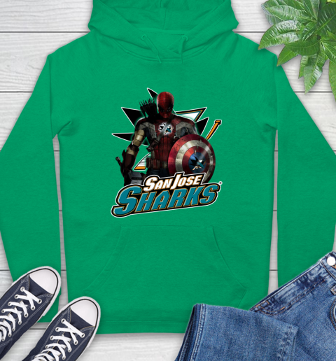 NHL Captain America Thor Spider Man Hawkeye Avengers Endgame Hockey San Jose Sharks Hoodie nhl captain america thor spider man hawkeye avengers endgame hockey san jose sharks hoodie 7689