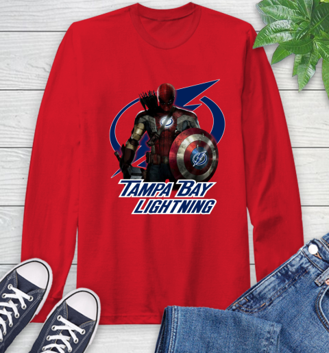 NHL Captain America Thor Spider Man Hawkeye Avengers Endgame Hockey Tampa Bay Lightning Long Sleeve T-Shirt nhl captain america thor spider man hawkeye avengers endgame hockey tampa bay lightning long sleeve t shirt 3779 7to4b