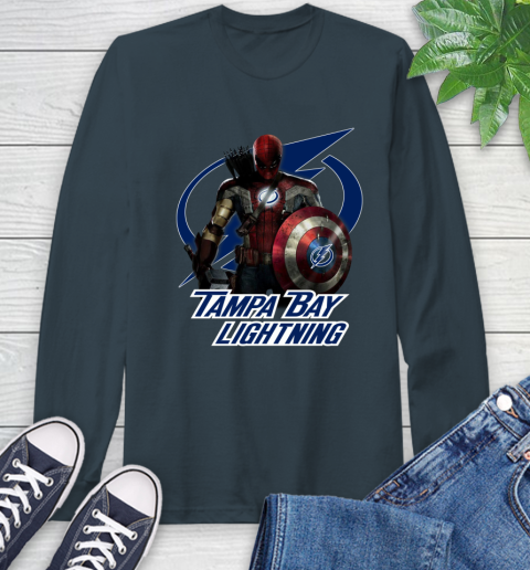 NHL Captain America Thor Spider Man Hawkeye Avengers Endgame Hockey Tampa Bay Lightning Long Sleeve T-Shirt nhl captain america thor spider man hawkeye avengers endgame hockey tampa bay lightning long sleeve t shirt 4225