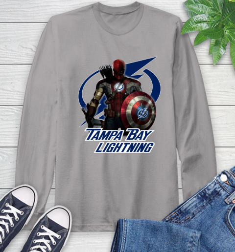 NHL Captain America Thor Spider Man Hawkeye Avengers Endgame Hockey Tampa Bay Lightning Long Sleeve T-Shirt nhl captain america thor spider man hawkeye avengers endgame hockey tampa bay lightning long sleeve t shirt 5915 hk1kp