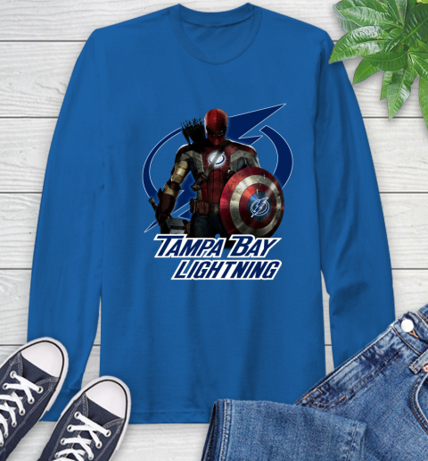 NHL Captain America Thor Spider Man Hawkeye Avengers Endgame Hockey Tampa Bay Lightning Long Sleeve T-Shirt nhl captain america thor spider man hawkeye avengers endgame hockey tampa bay lightning long sleeve t shirt 6405