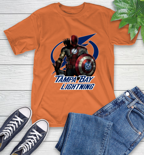 NHL Captain America Thor Spider Man Hawkeye Avengers Endgame Hockey Tampa Bay Lightning T-Shirt nhl captain america thor spider man hawkeye avengers endgame hockey tampa bay lightning t shirt 9032 krmiz