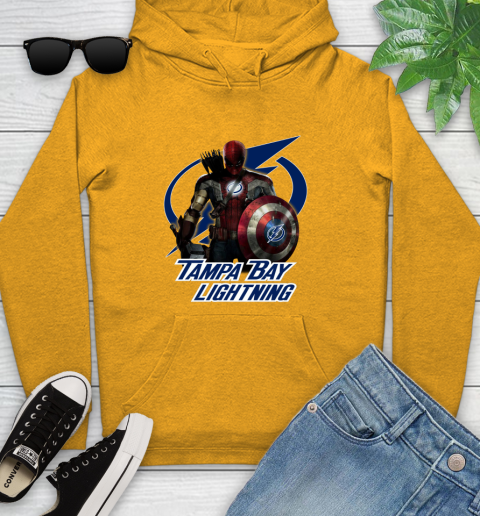 NHL Captain America Thor Spider Man Hawkeye Avengers Endgame Hockey Tampa Bay Lightning Youth Hoodie nhl captain america thor spider man hawkeye avengers endgame hockey tampa bay lightning youth hoodie 1304 6tkwt