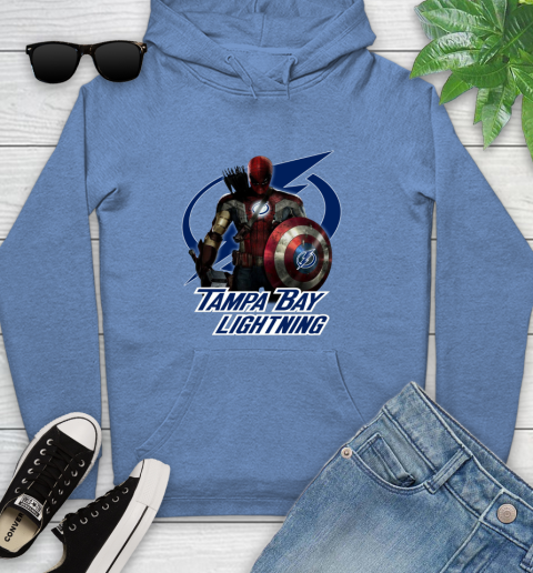 NHL Captain America Thor Spider Man Hawkeye Avengers Endgame Hockey Tampa Bay Lightning Youth Hoodie nhl captain america thor spider man hawkeye avengers endgame hockey tampa bay lightning youth hoodie 5084 ldrj6