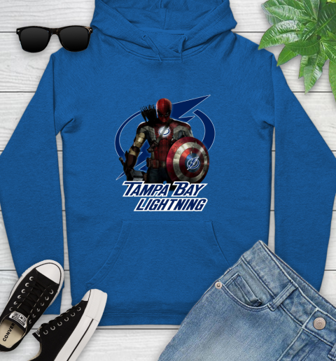 NHL Captain America Thor Spider Man Hawkeye Avengers Endgame Hockey Tampa Bay Lightning Youth Hoodie nhl captain america thor spider man hawkeye avengers endgame hockey tampa bay lightning youth hoodie 9505