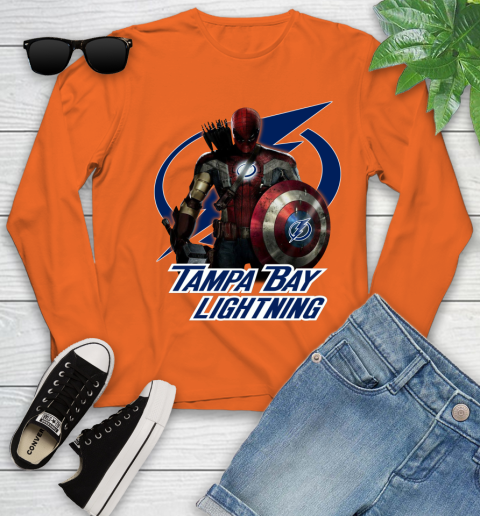 NHL Captain America Thor Spider Man Hawkeye Avengers Endgame Hockey Tampa Bay Lightning Youth Long Sleeve nhl captain america thor spider man hawkeye avengers endgame hockey tampa bay lightning youth long sleeve 2262 t6mhw