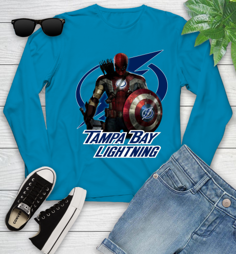 NHL Captain America Thor Spider Man Hawkeye Avengers Endgame Hockey Tampa Bay Lightning Youth Long Sleeve nhl captain america thor spider man hawkeye avengers endgame hockey tampa bay lightning youth long sleeve 3339