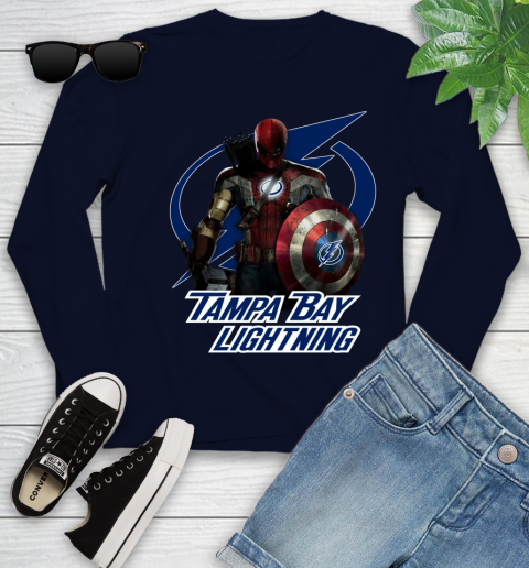 NHL Captain America Thor Spider Man Hawkeye Avengers Endgame Hockey Tampa Bay Lightning Youth Long Sleeve nhl captain america thor spider man hawkeye avengers endgame hockey tampa bay lightning youth long sleeve 4385 z0enh
