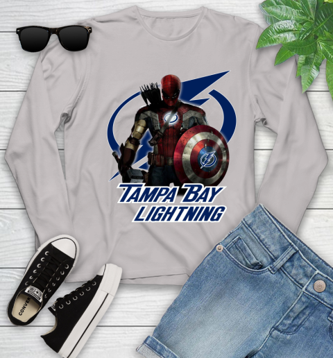 NHL Captain America Thor Spider Man Hawkeye Avengers Endgame Hockey Tampa Bay Lightning Youth Long Sleeve nhl captain america thor spider man hawkeye avengers endgame hockey tampa bay lightning youth long sleeve 4895 lipy4