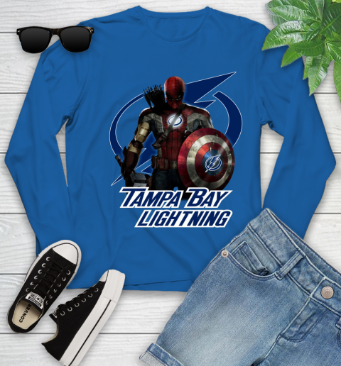 NHL Captain America Thor Spider Man Hawkeye Avengers Endgame Hockey Tampa Bay Lightning Youth Long Sleeve nhl captain america thor spider man hawkeye avengers endgame hockey tampa bay lightning youth long sleeve 5607 crnu1