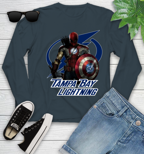NHL Captain America Thor Spider Man Hawkeye Avengers Endgame Hockey Tampa Bay Lightning Youth Long Sleeve nhl captain america thor spider man hawkeye avengers endgame hockey tampa bay lightning youth long sleeve 7080 jjvws