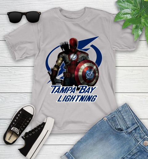 NHL Captain America Thor Spider Man Hawkeye Avengers Endgame Hockey Tampa Bay Lightning Youth T-Shirt nhl captain america thor spider man hawkeye avengers endgame hockey tampa bay lightning youth t shirt 1277 es0al