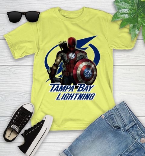 NHL Captain America Thor Spider Man Hawkeye Avengers Endgame Hockey Tampa Bay Lightning Youth T-Shirt nhl captain america thor spider man hawkeye avengers endgame hockey tampa bay lightning youth t shirt 1906 ifduk