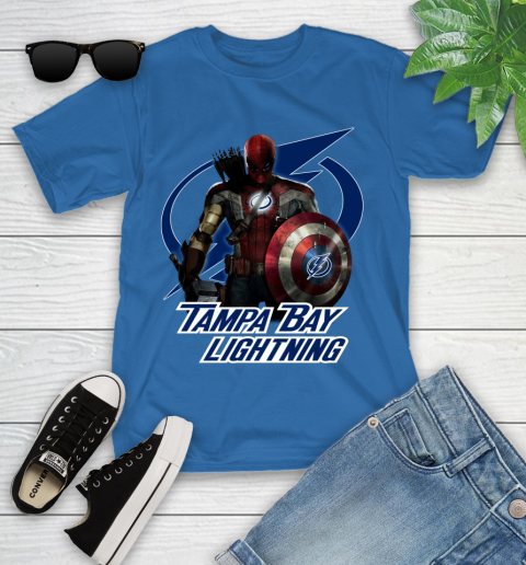 NHL Captain America Thor Spider Man Hawkeye Avengers Endgame Hockey Tampa Bay Lightning Youth T-Shirt nhl captain america thor spider man hawkeye avengers endgame hockey tampa bay lightning youth t shirt 5424 3pf6p