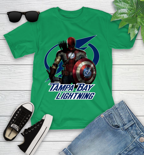 NHL Captain America Thor Spider Man Hawkeye Avengers Endgame Hockey Tampa Bay Lightning Youth T-Shirt nhl captain america thor spider man hawkeye avengers endgame hockey tampa bay lightning youth t shirt 6700