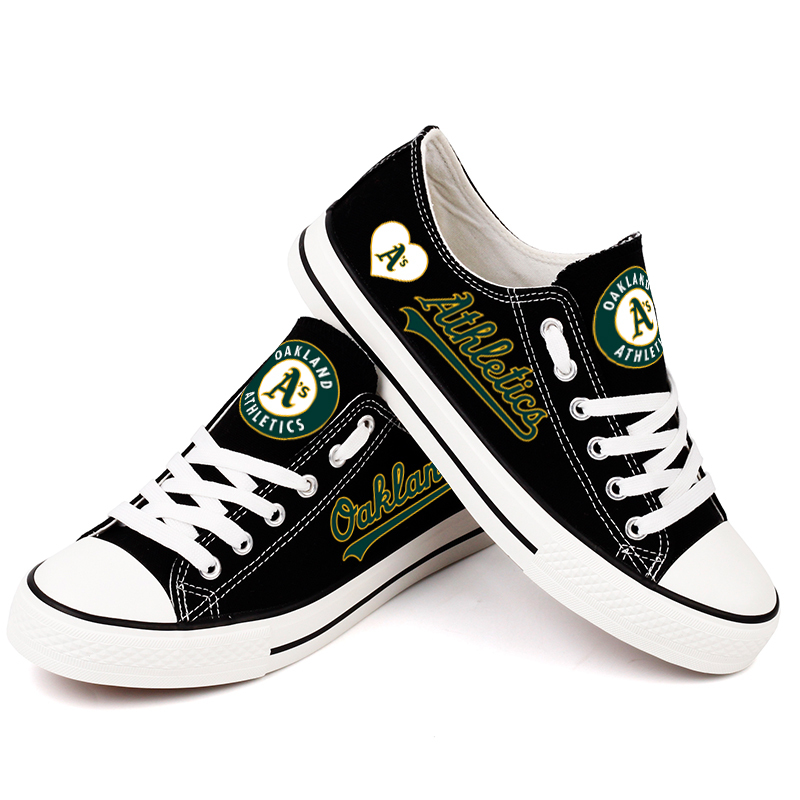 Oakland Athletics Limited Print MLB Baseball Fans Low Top Canvas Shoes Sport Sneakers T-DAC186H