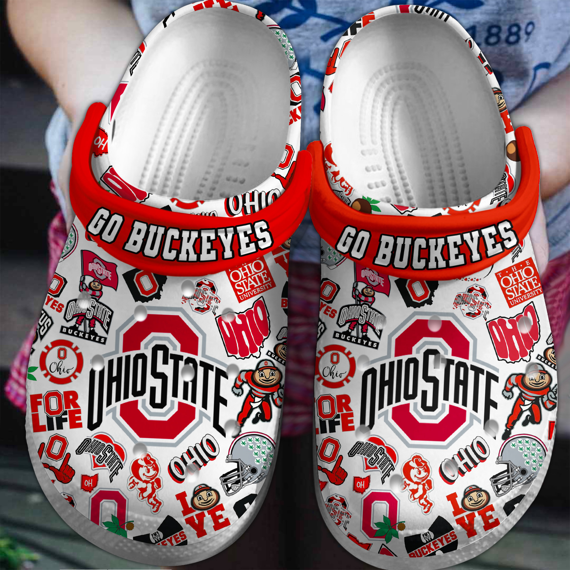 Ohio State Buckeyes NCAA Sport Crocs Crocband Clogs Shoes for standing