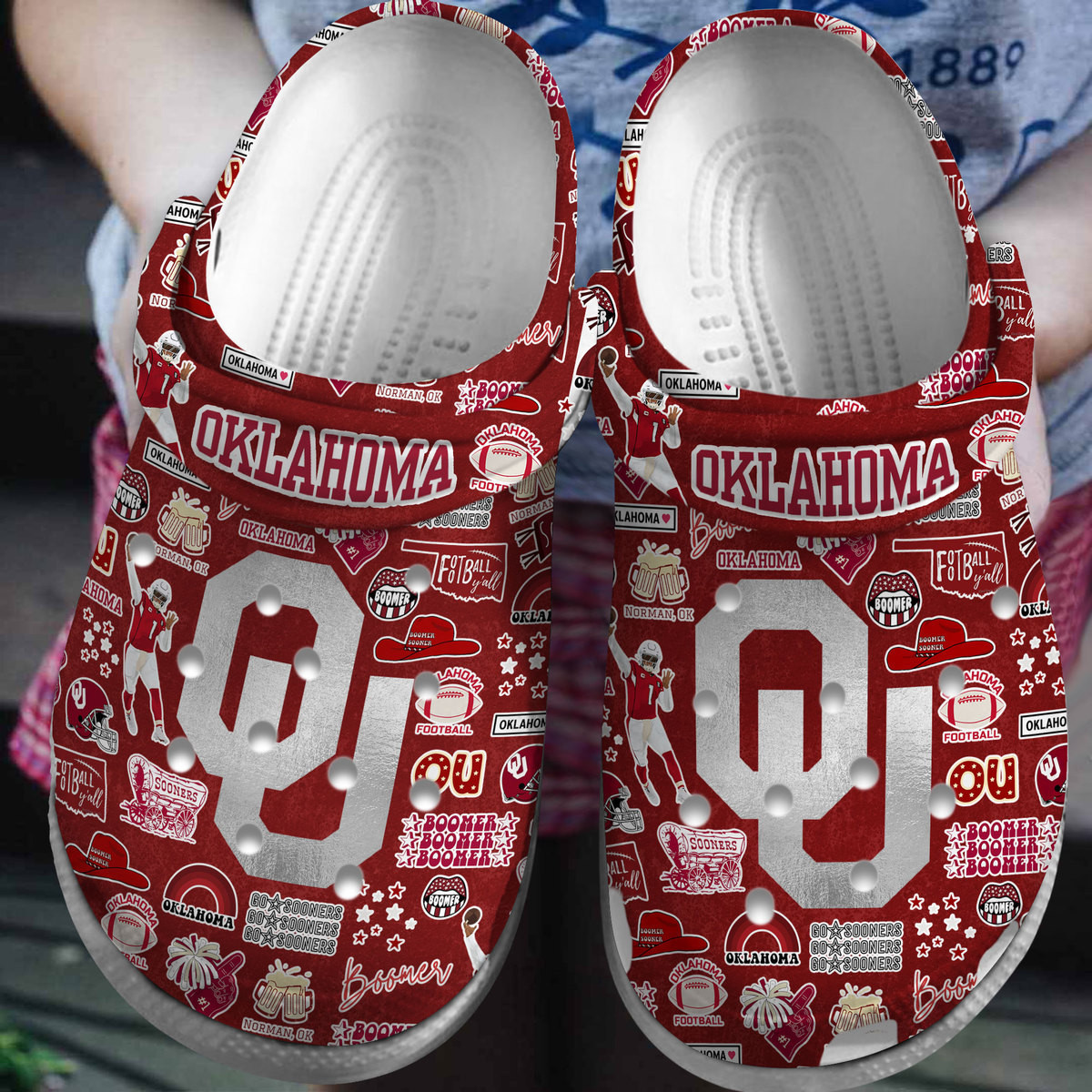 Oklahoma Sooners NCAA Sport Crocs Crocband Clogs Shoes Discount for Students Rookbrand